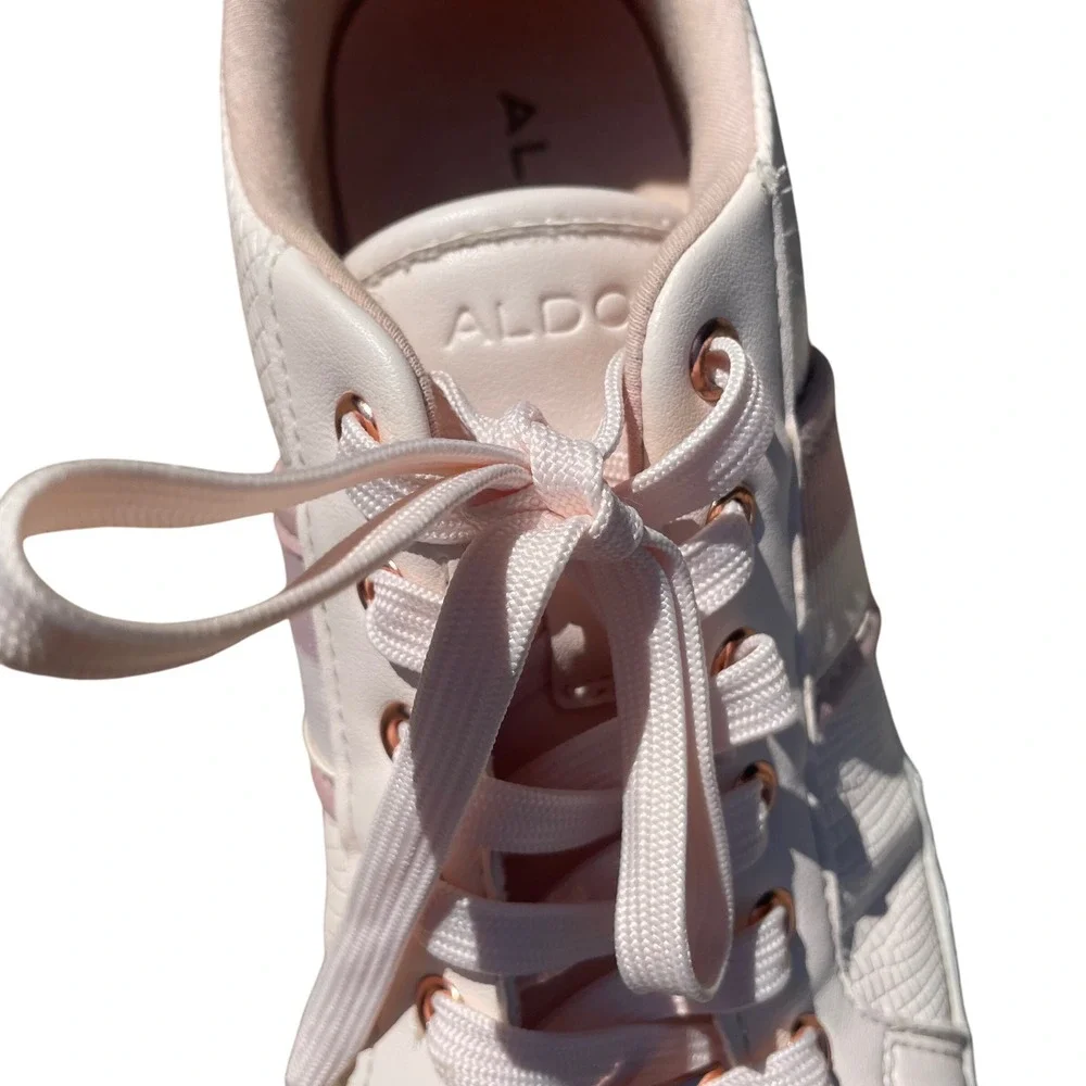 Aldo Women's Sneakers Size 9‎ Pink White Rose Gold Lightweight Casual Shoes